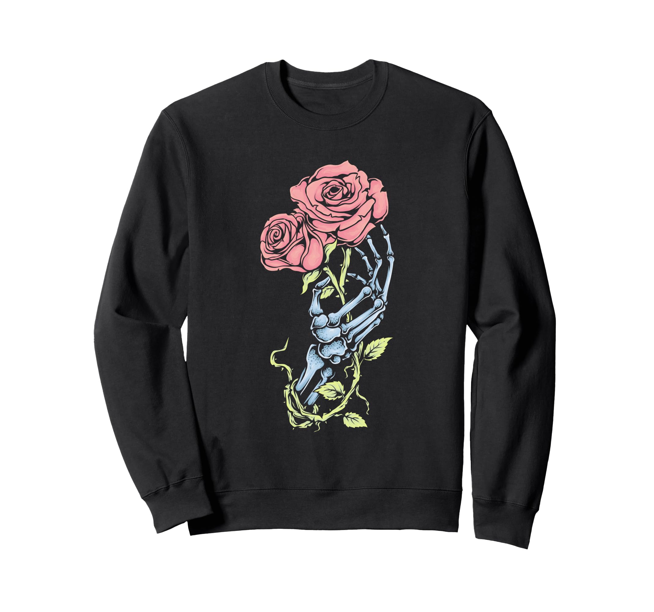Skeleton Hand Rose Pastel Goth Dark Sweatshirt - Custom Art Print Unisex - T-Shirt, Sweatshirt, Hoodie