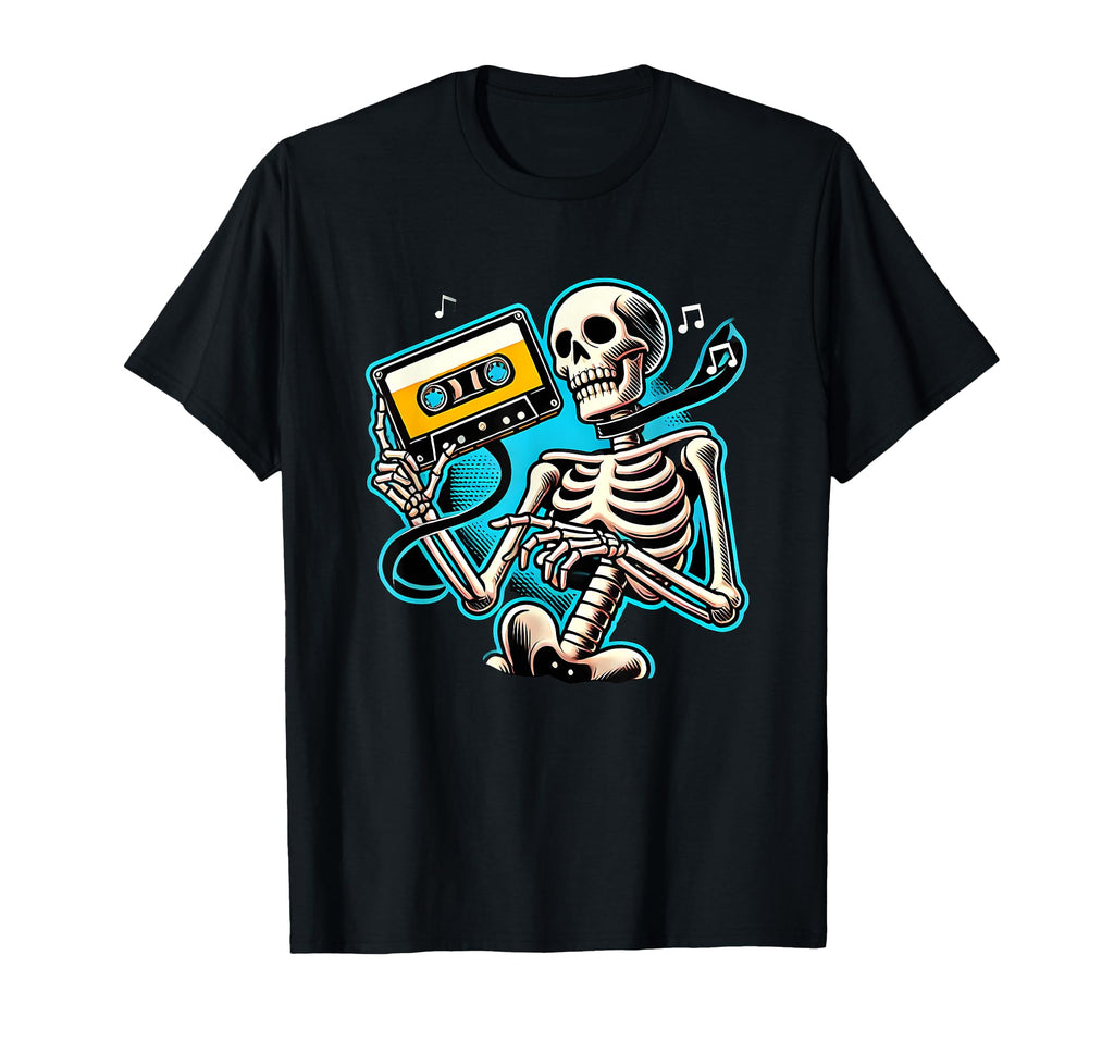 Halloween Skeleton Cassette Tape T-Shirt - Trendy Graphic Unisex - T-Shirt, Sweatshirt, Hoodie
