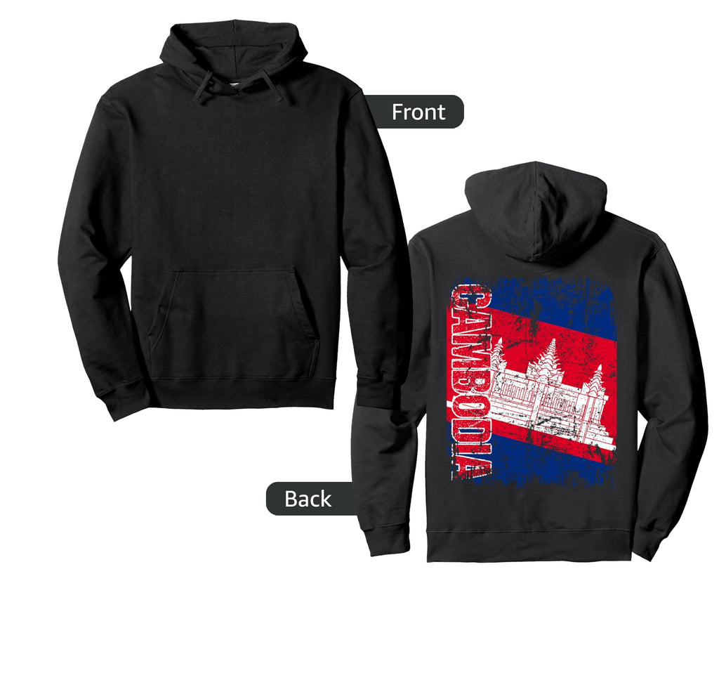 Cambodia Flag Distressed Cambodia Hoodie - Fun Novelty Design Unisex - T-Shirt, Sweatshirt, Hoodie