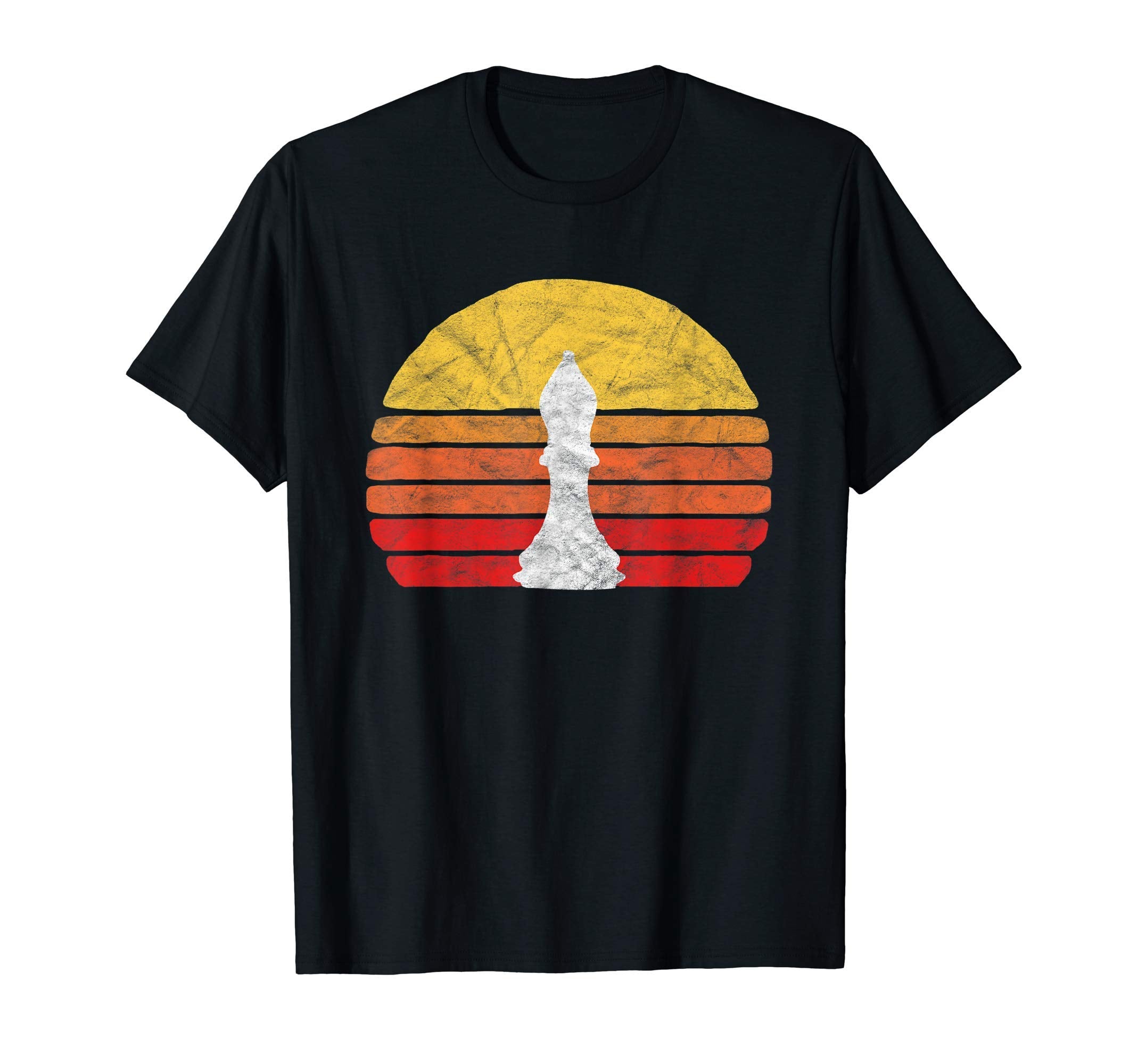 White Bishop Chess Piece Sunset Distressed T-Shirt - Unique Graphic Unisex - T-Shirt, Sweatshirt, Hoodie