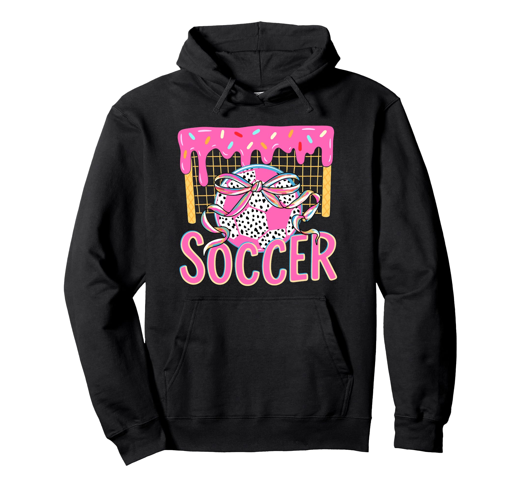 Girly Soccer Coquette Bow Ice Cream Hoodie - Streetwear Style for Adults - T-Shirt, Sweatshirt, Hoodie