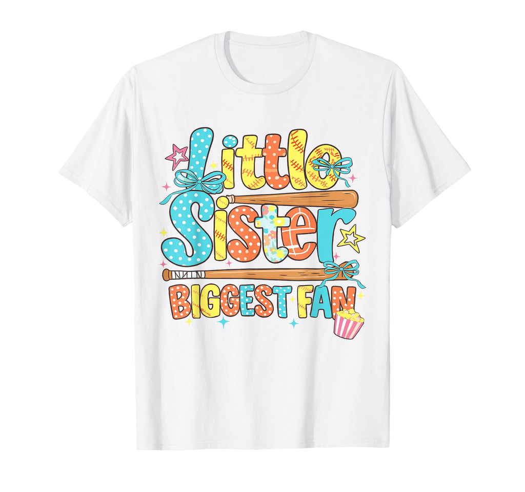 Funny Little Sister Biggest Fan Bow T-Shirt - Novelty Apparel for Adults - T-Shirt, Sweatshirt, Hoodie