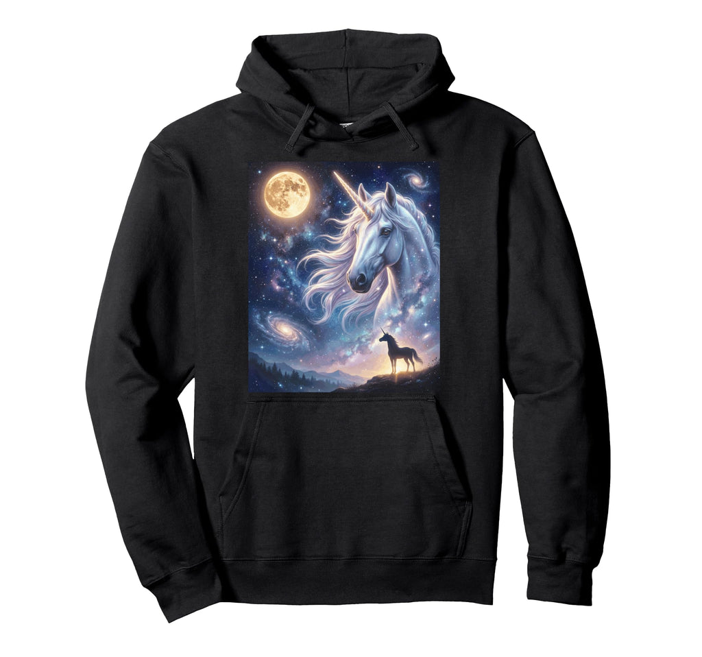 Unicorn Art Celestial Moon Galaxy Hoodie - Custom Art Print for Adults - T-Shirt, Sweatshirt, Hoodie