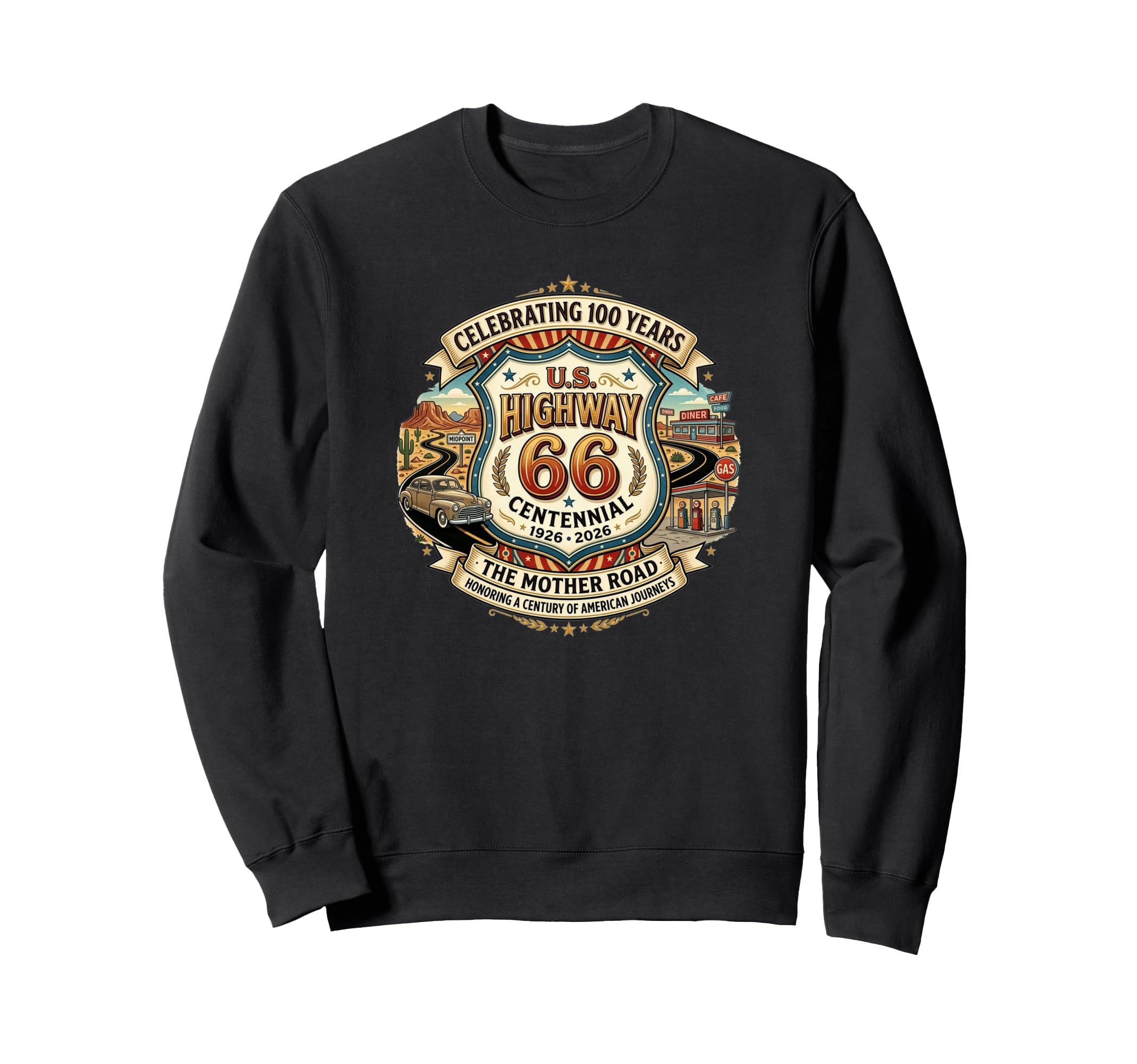 Highway 66 100 Year Centennial Sweatshirt - Graphic Print for Adults - T-Shirt, Sweatshirt, Hoodie