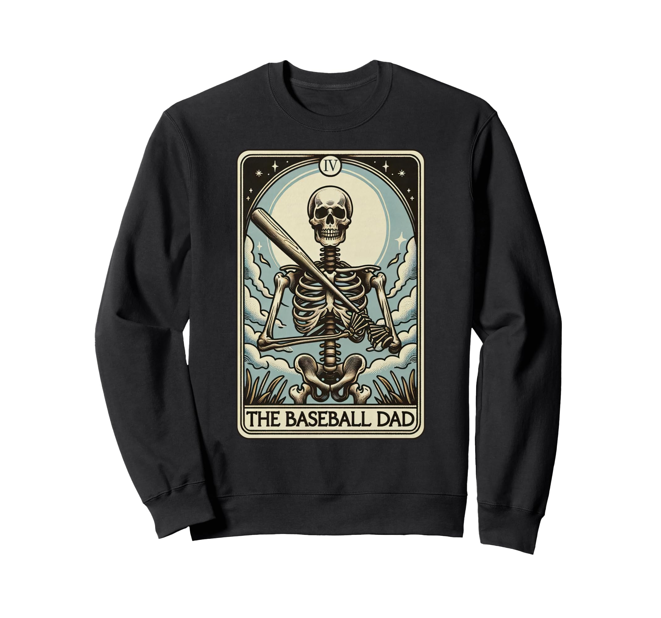 Skeleton Baseball Dad Tarot Card Sweatshirt - Custom Art Print Men Women - T-Shirt, Sweatshirt, Hoodie