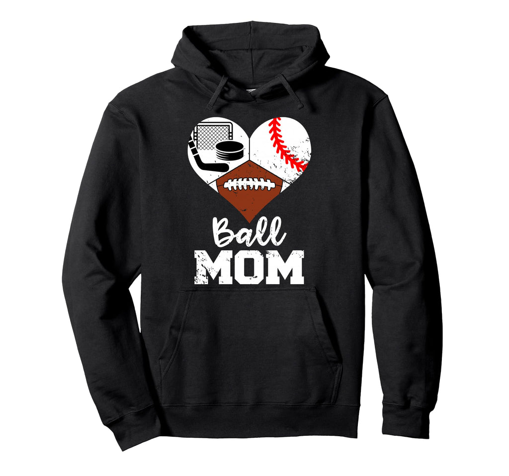 Ball Mom Funny Football Baseball Hoodie - Minimalist Print Men Women - T-Shirt, Sweatshirt, Hoodie