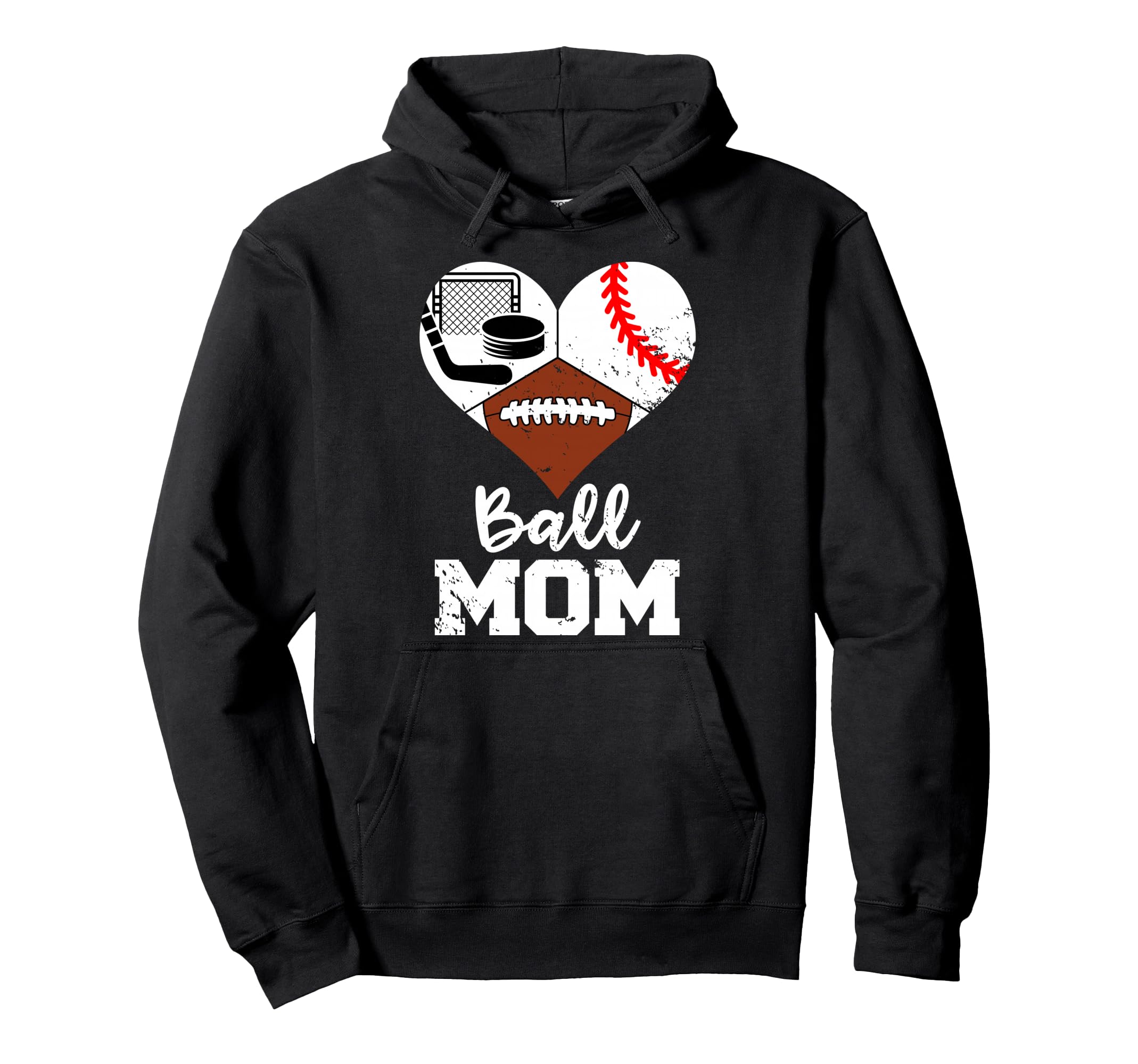 Ball Mom Funny Football Baseball Hoodie - Minimalist Print Men Women - T-Shirt, Sweatshirt, Hoodie