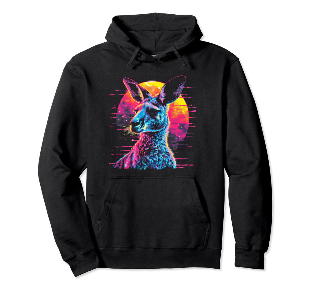 Kangaroo Vaporwave Aesthetic Synthwave Hoodie - Aesthetic Graphic Unisex - T-Shirt, Sweatshirt, Hoodie