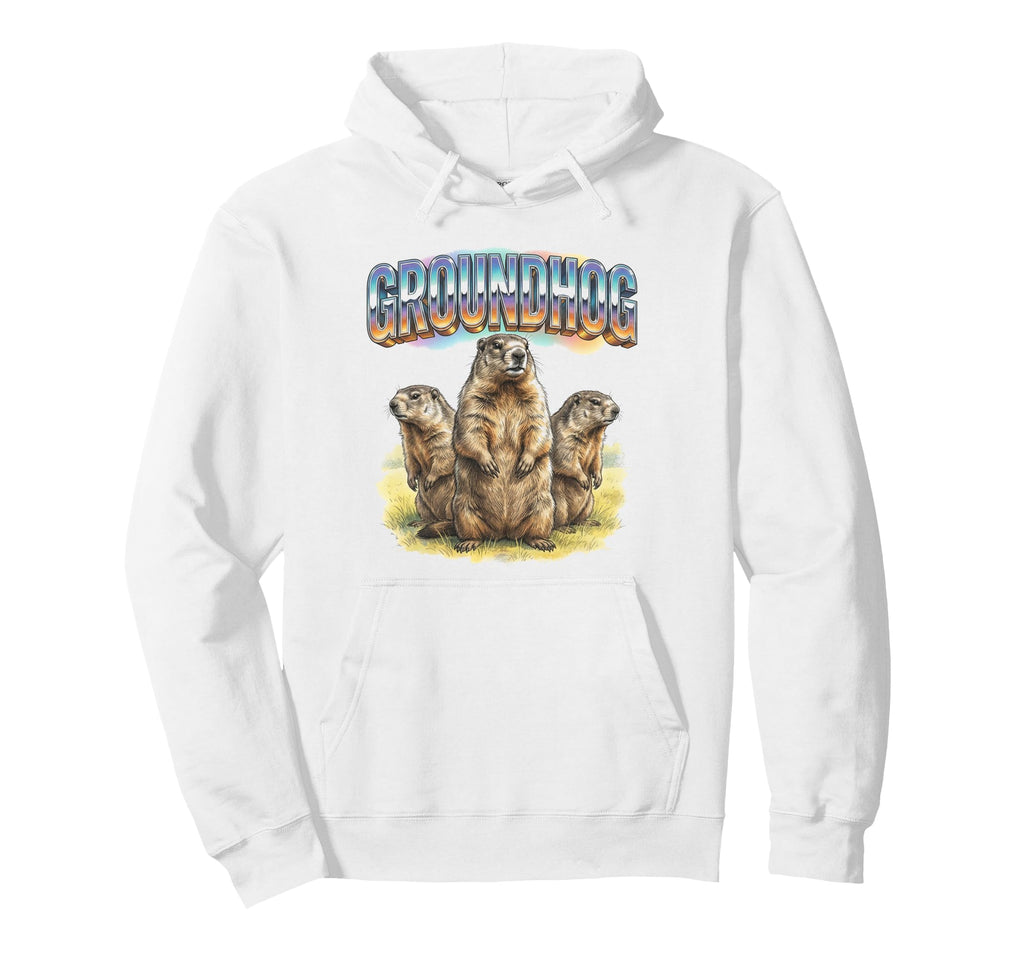 Groundhog 70S 90S Groundhog Animal Hoodie - Custom Art Print for Adults - T-Shirt, Sweatshirt, Hoodie