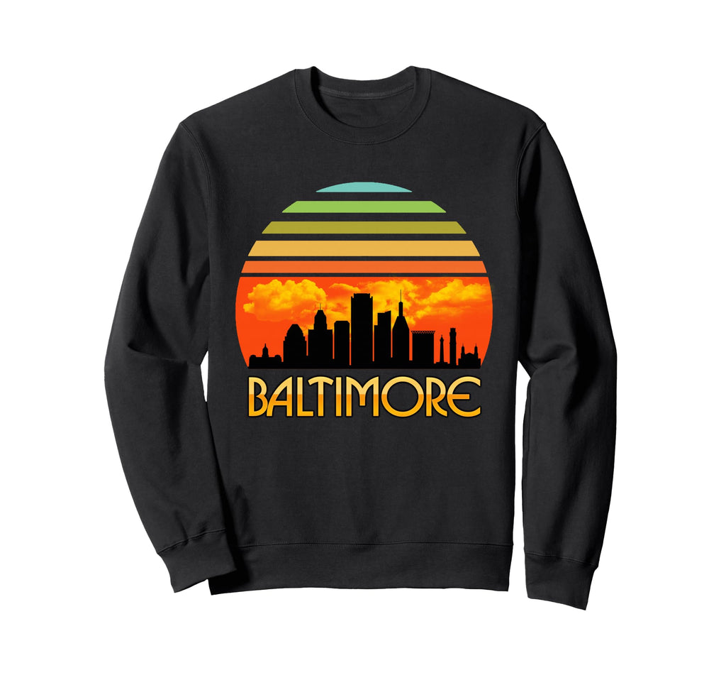 Sunset Downtown Baltimore Skyline Sweatshirt - Custom Art Print Men Women - T-Shirt, Sweatshirt, Hoodie