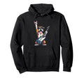 Bulldog Rock Dog Guitar Playing Hoodie - Aesthetic Graphic for Adults - T-Shirt, Sweatshirt, Hoodie