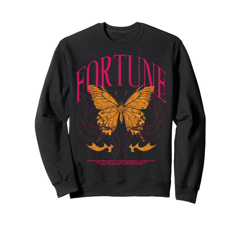Y2K Fortune Butterfly Bold Sweatshirt - Casual Everyday Wear for Adults - T-Shirt, Sweatshirt, Hoodie