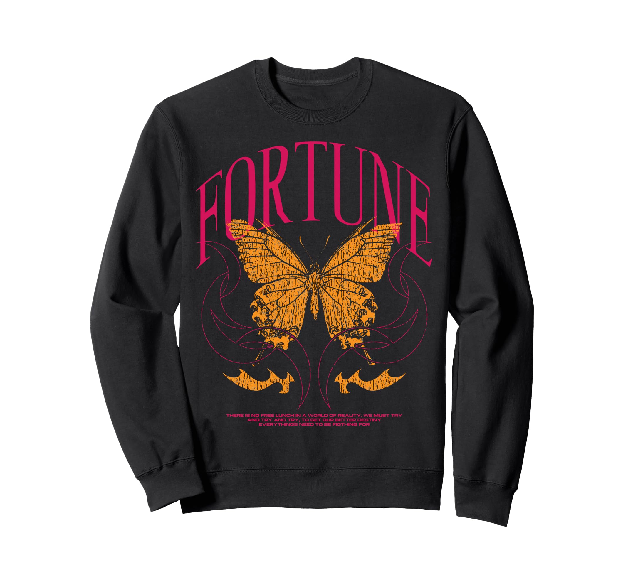 Y2K Fortune Butterfly Bold Sweatshirt - Casual Everyday Wear for Adults - T-Shirt, Sweatshirt, Hoodie