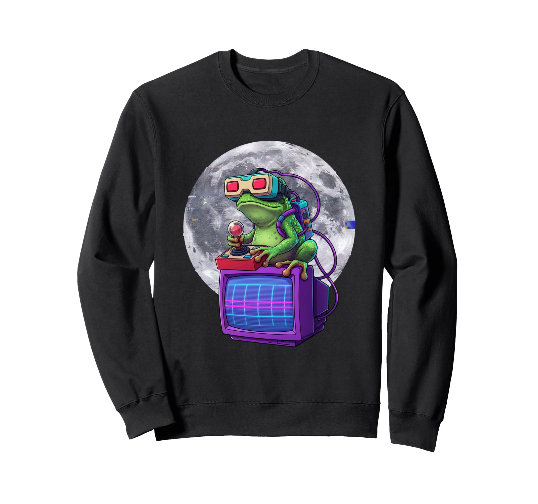 Vr Frog 80S Gamer Moon Aesthetic Sweatshirt - Fun Novelty Design Unisex - T-Shirt, Sweatshirt, Hoodie