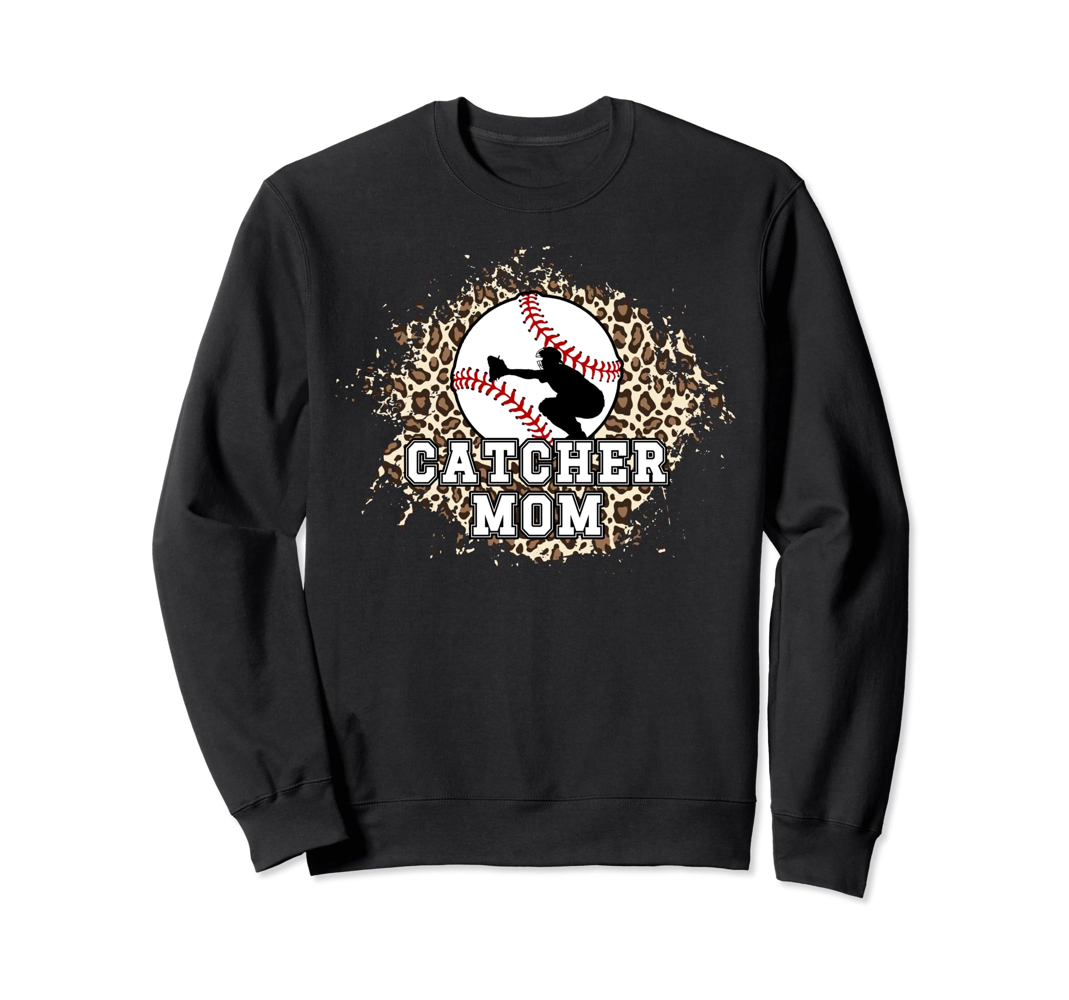 Baseball Catcher Mom Leopard Mom Sweatshirt - Graphic Print Men Women - T-Shirt, Sweatshirt, Hoodie