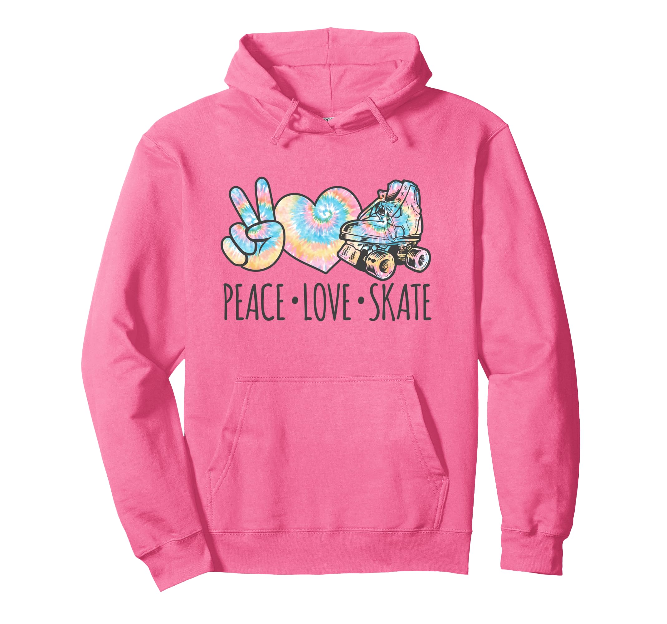 Tie Dye Roller Skating Teen Peace Love Skate Hoodie - Trendy Graphic Unisex - T-Shirt, Sweatshirt, Hoodie