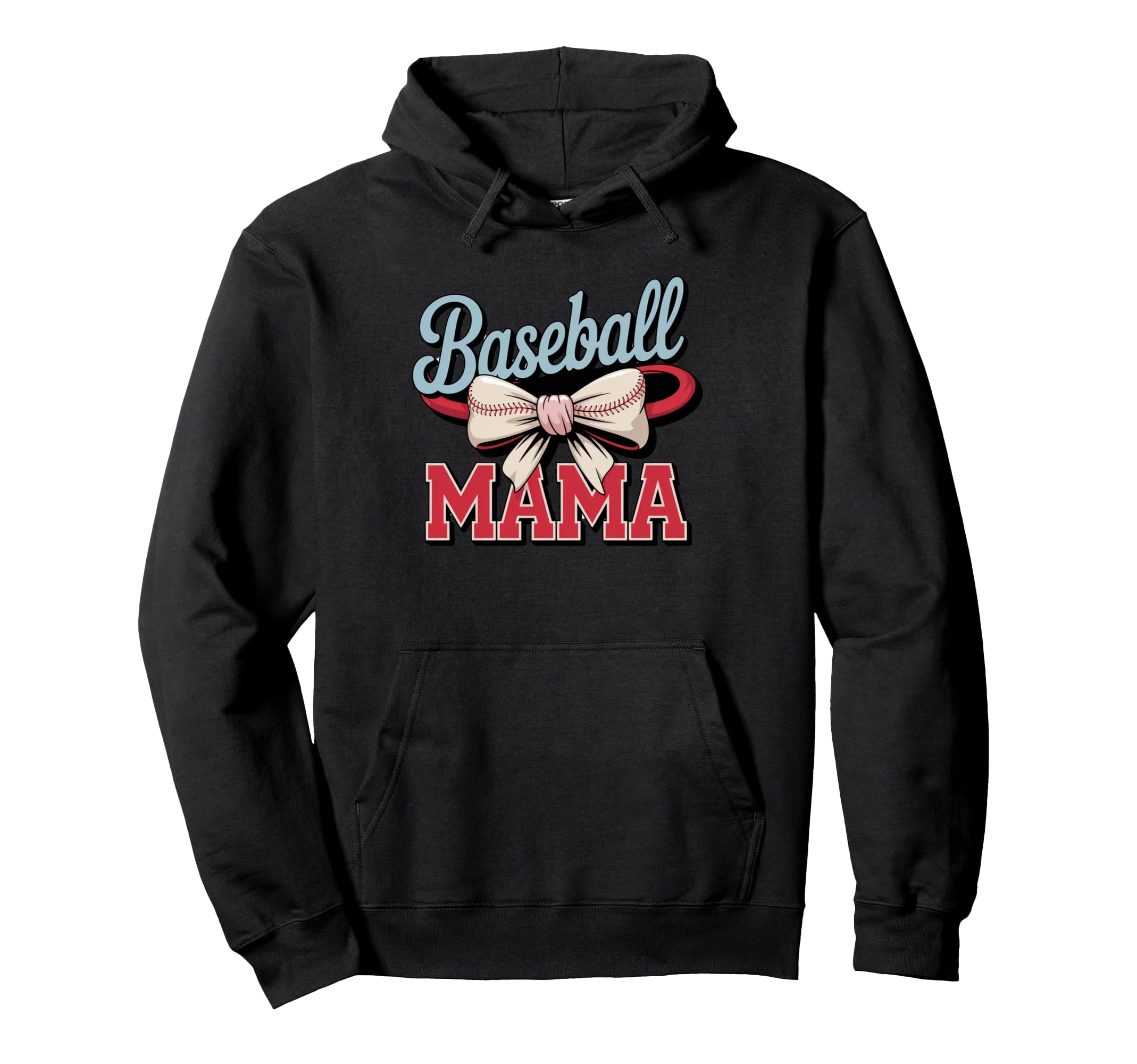 Coquette Bow American Baseball Mom Hoodie - Fun Novelty Design for Adults - T-Shirt, Sweatshirt, Hoodie