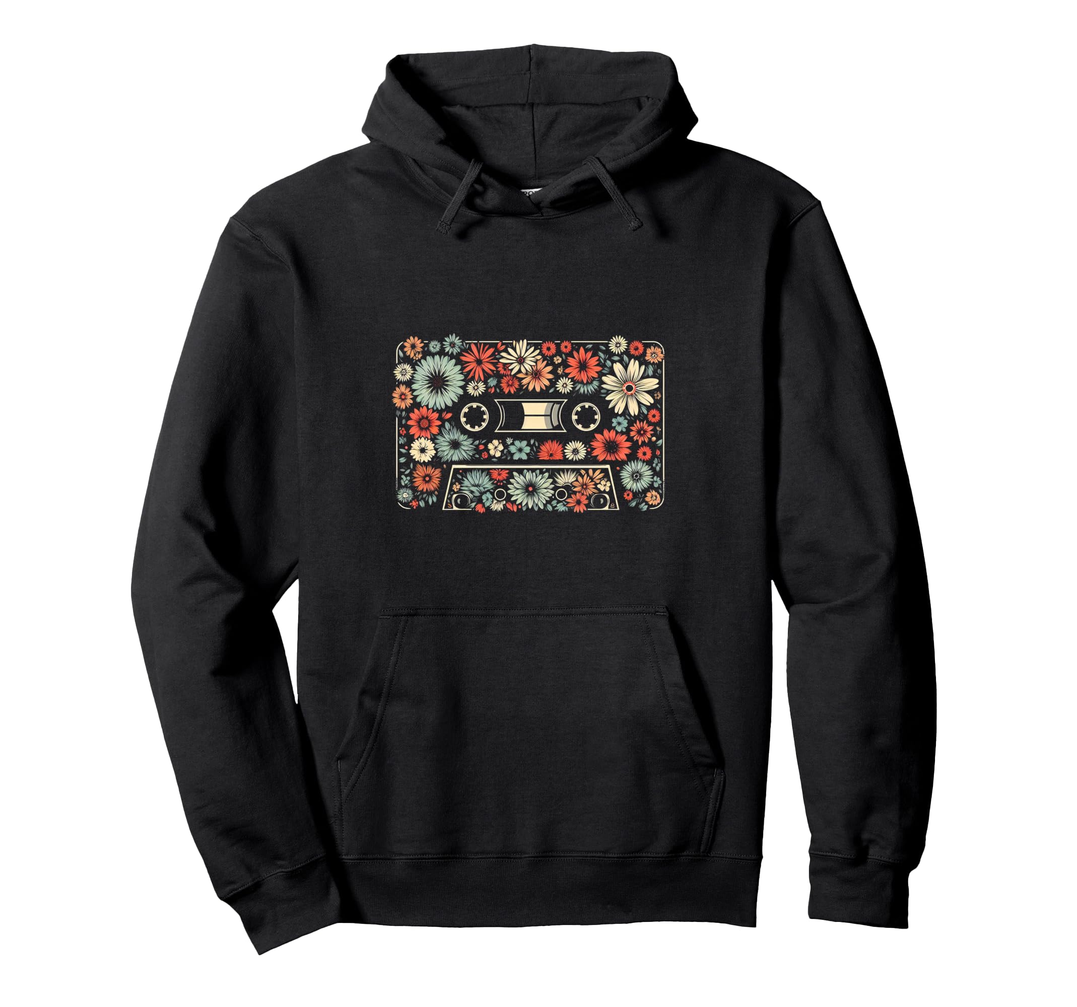Flowers Cassette Tape Hoodie - Trendy Graphic Unisex - T-Shirt, Sweatshirt, Hoodie