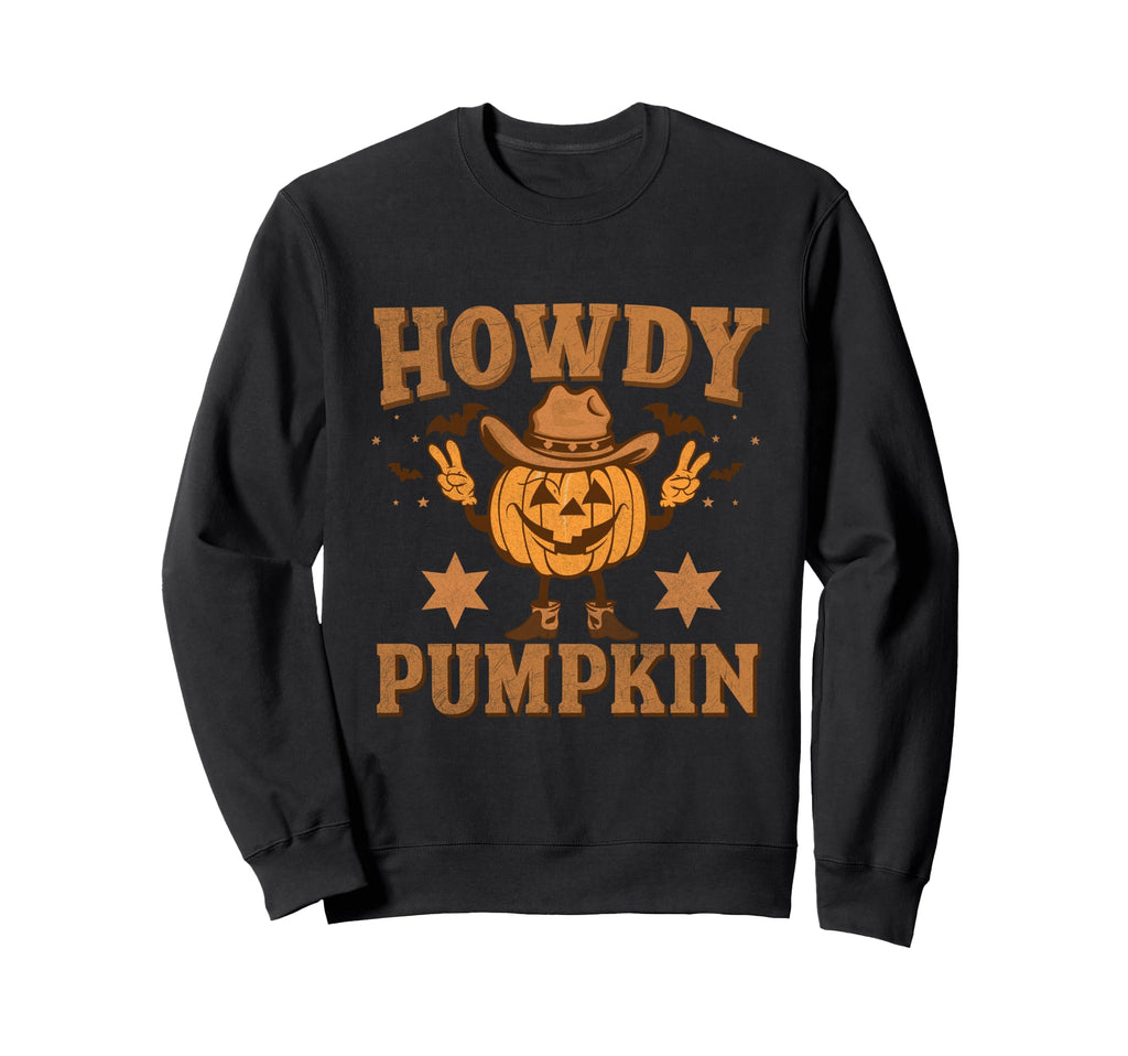 Howdy Pumpkin Autumn Western Sweatshirt - Custom Art Print Men Women - T-Shirt, Sweatshirt, Hoodie