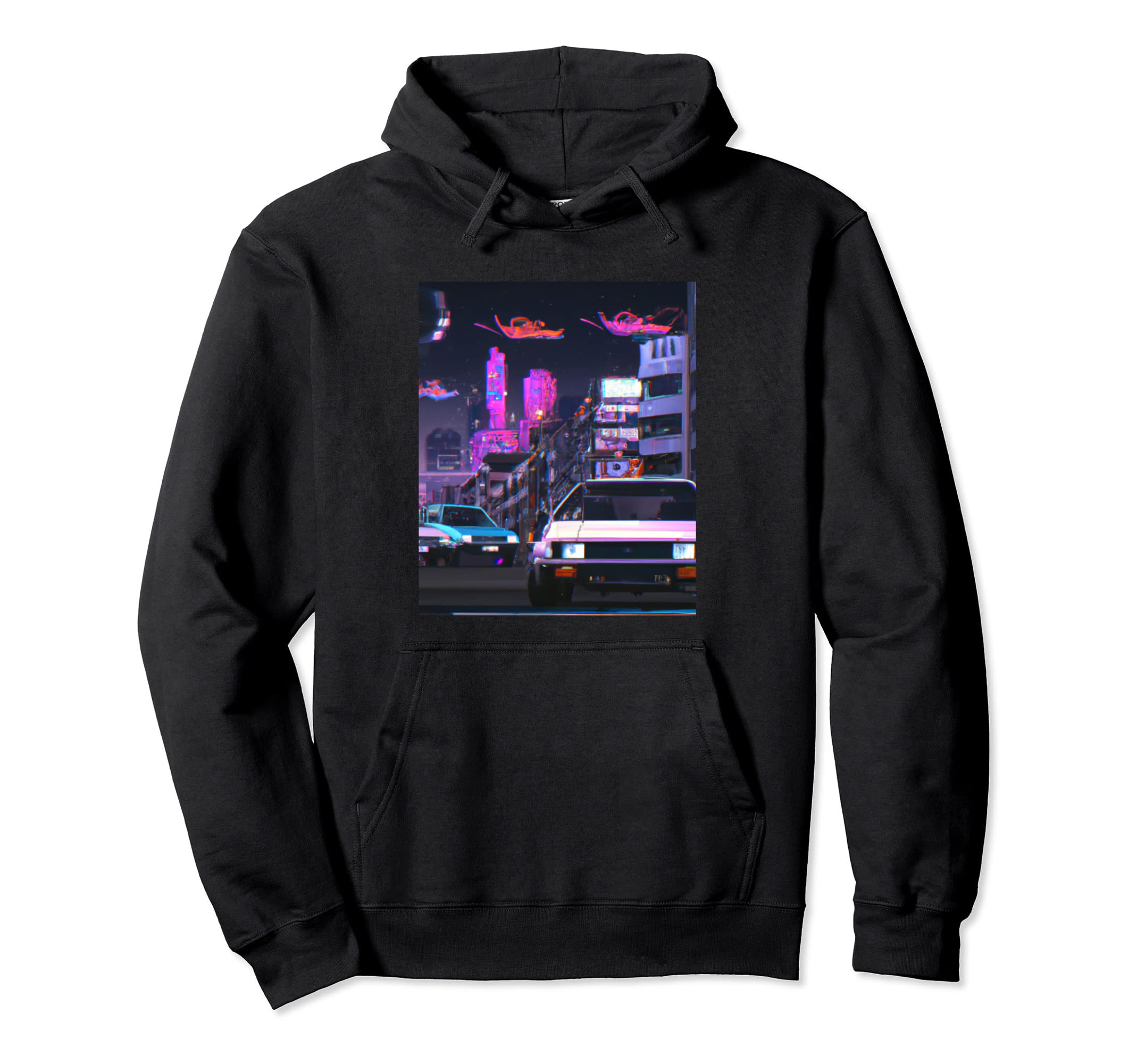 Vaporwave Car Synthwave City Vaporwave Hoodie - Minimalist Print Men Women - T-Shirt, Sweatshirt, Hoodie
