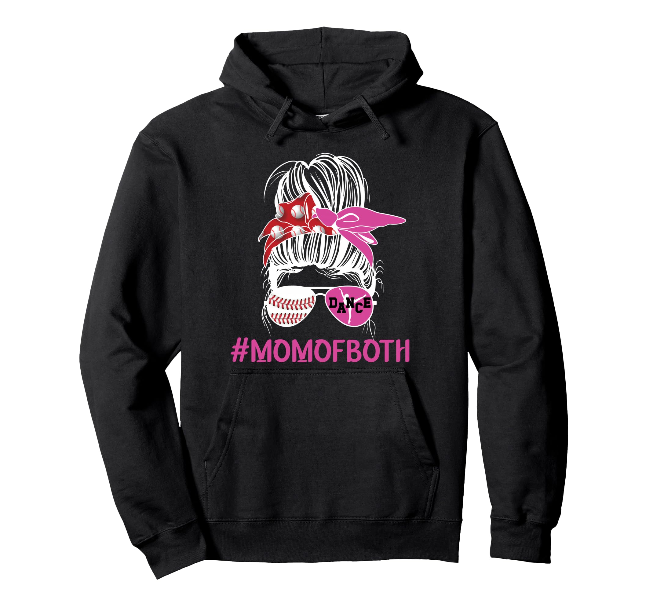 Mom Both Messy Bun Dancer Baseball Hoodie - Novelty Apparel Men Women - T-Shirt, Sweatshirt, Hoodie