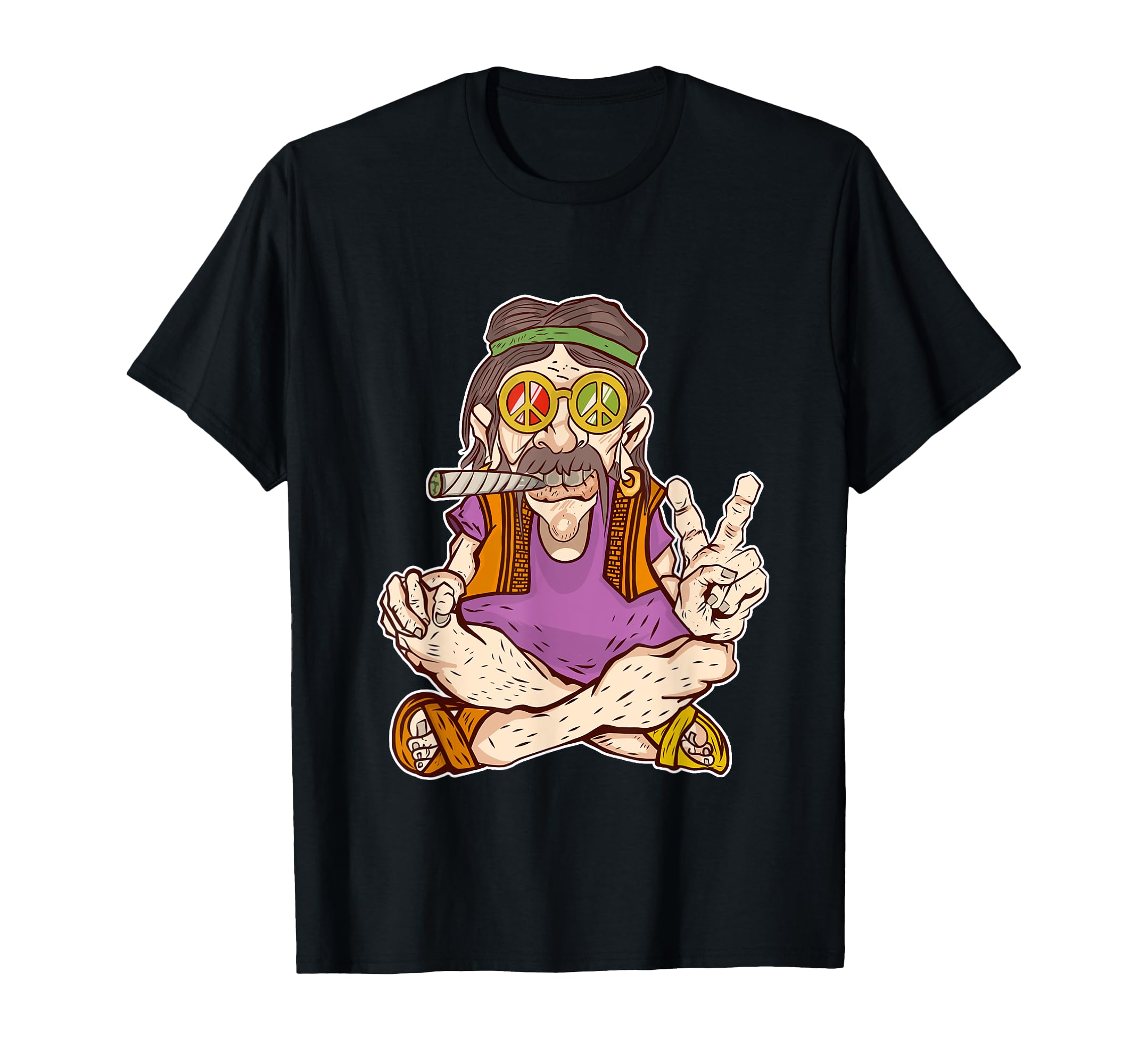Peace Love Hippie Marijuana Cartoon T-Shirt - Aesthetic Graphic for Adults - T-Shirt, Sweatshirt, Hoodie