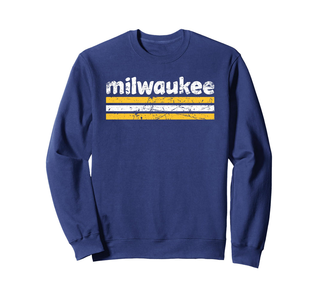 Milwaukee Wisconsin Three Stripe Sweatshirt - Aesthetic Graphic for Adults - T-Shirt, Sweatshirt, Hoodie
