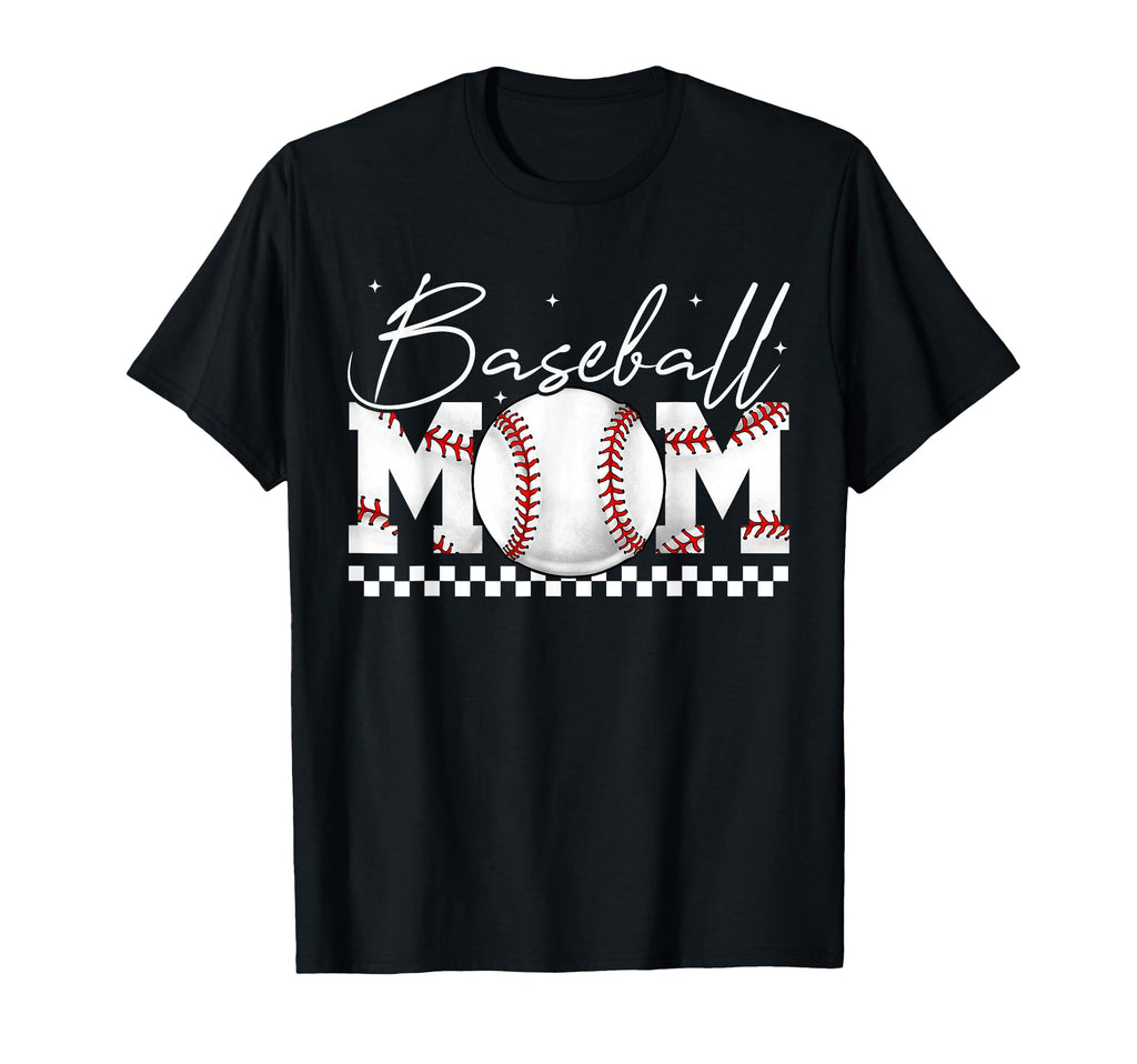 Checkered Baseball Mama Sports Mom T-Shirt - Fun Novelty Design Men Women - T-Shirt, Sweatshirt, Hoodie