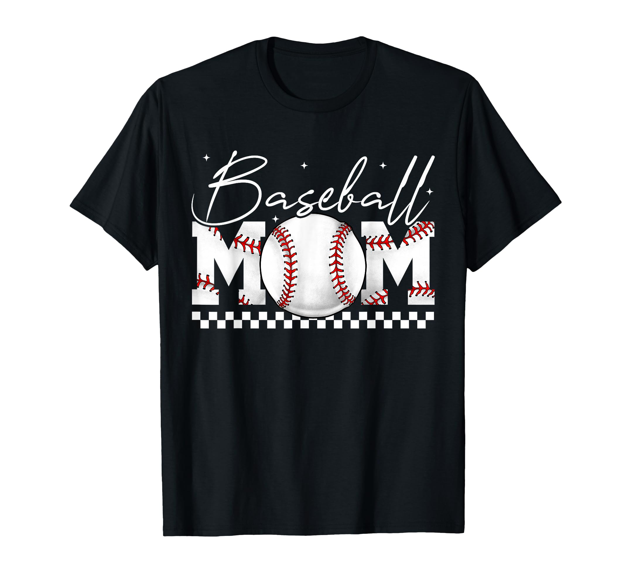 Checkered Baseball Mama Sports Mom T-Shirt - Fun Novelty Design Men Women - T-Shirt, Sweatshirt, Hoodie