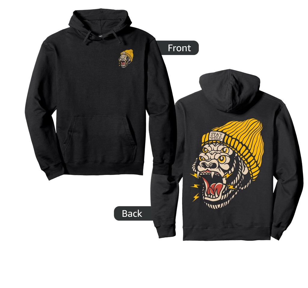 American Traditional Tattoo Gorilla Hoodie - Fun Novelty Design for Adults - T-Shirt, Sweatshirt, Hoodie