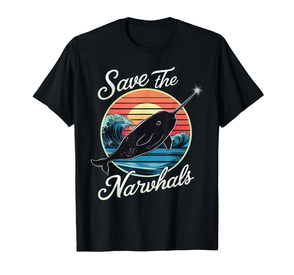 Save Narwhals Ocean Sunset Magic Sea Animal T-Shirt - Graphic Print Unisex - T-Shirt, Sweatshirt, Hoodie