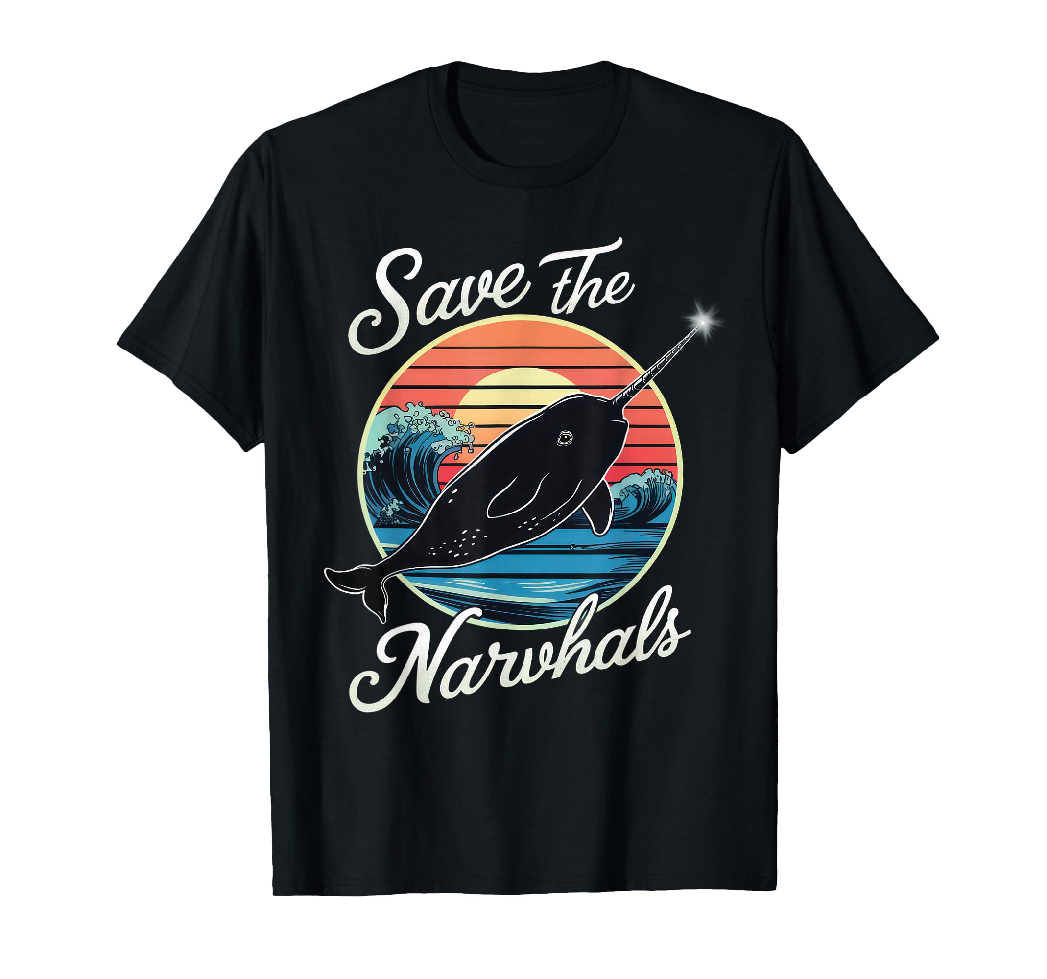 Save Narwhals Ocean Sunset Magic Sea Animal T-Shirt - Graphic Print Unisex - T-Shirt, Sweatshirt, Hoodie