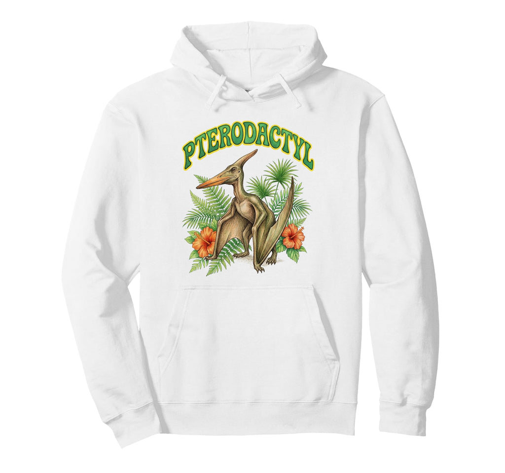 Pterodactyl Groovy Floral Watercolor Hoodie - Graphic Print for Adults - T-Shirt, Sweatshirt, Hoodie