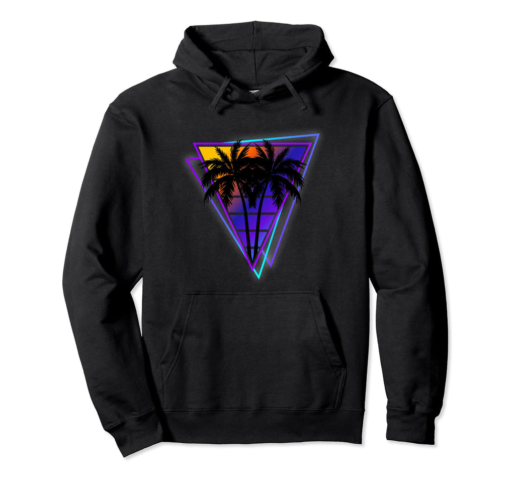 Synthwave Vaporwave Triangle Palm Trees Hoodie - Novelty Apparel Unisex - T-Shirt, Sweatshirt, Hoodie