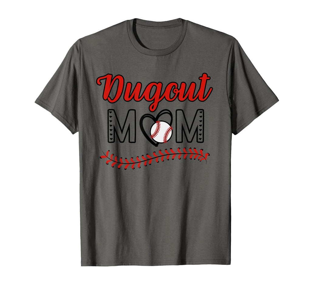 Funny And Baseball Dugout Mom Grey T-Shirt - Trendy Graphic Unisex - T-Shirt, Sweatshirt, Hoodie