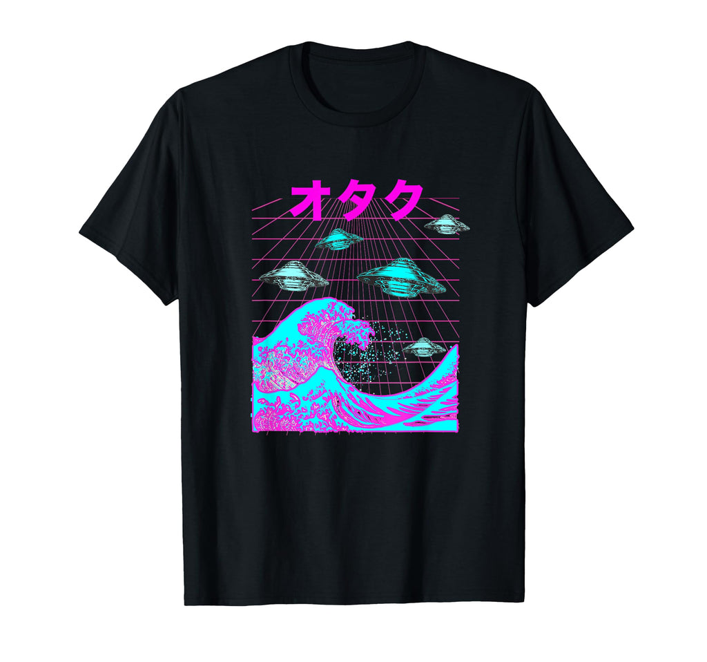 Japanese Wave Ufo Vaporwave Otaku T-Shirt - Fun Novelty Design for Adults - T-Shirt, Sweatshirt, Hoodie
