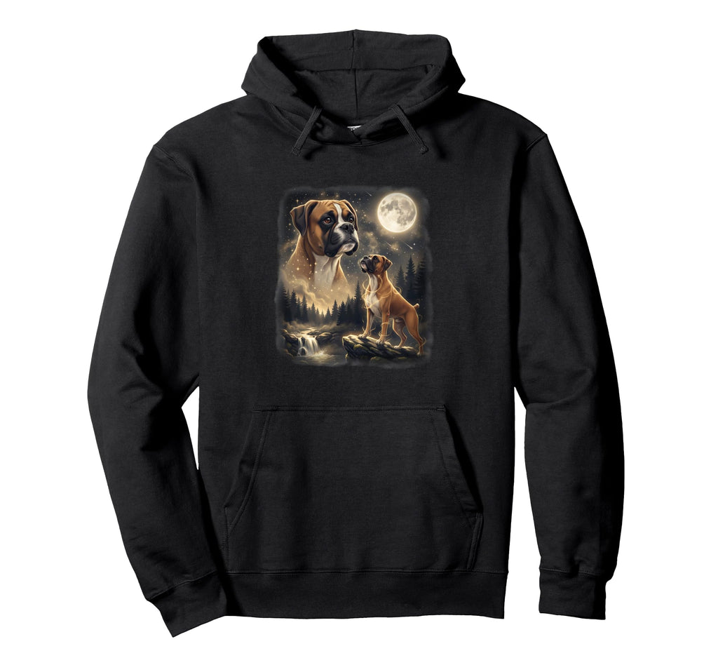 Boxer Dog Howling To Moon 90S Hoodie - Streetwear Style Unisex - T-Shirt, Sweatshirt, Hoodie