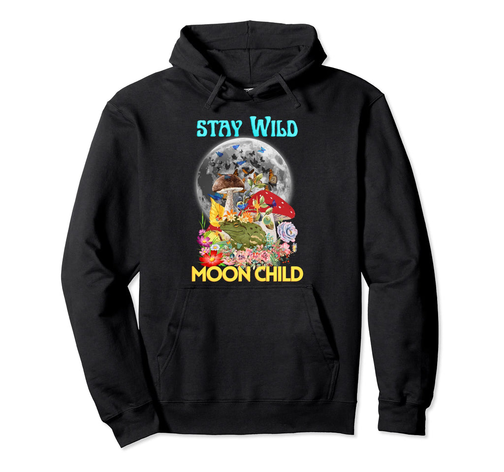 Hippie Boho Mushroom Frog Stay Wild Hoodie - Custom Art Print for Adults - T-Shirt, Sweatshirt, Hoodie