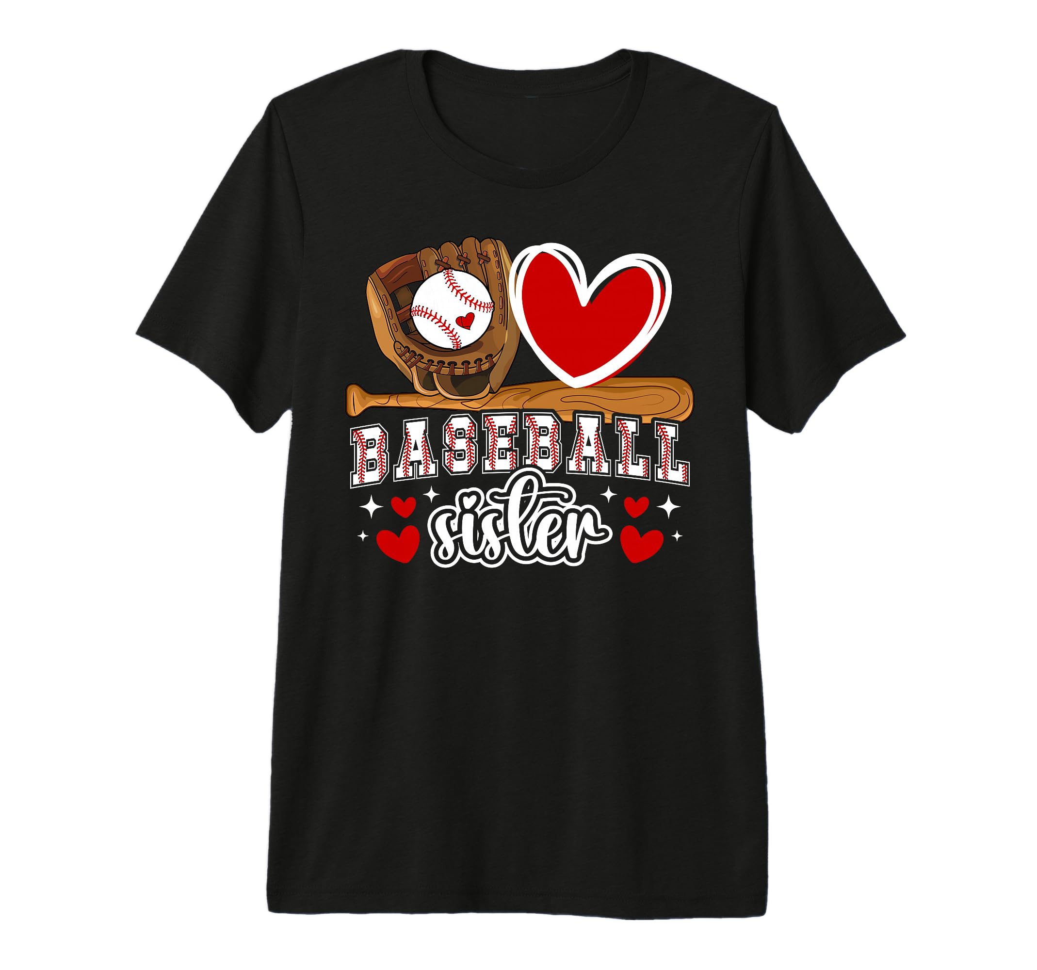 Baseball Sister Heart Sister Baseball T-Shirt - Graphic Print Unisex - T-Shirt, Sweatshirt, Hoodie