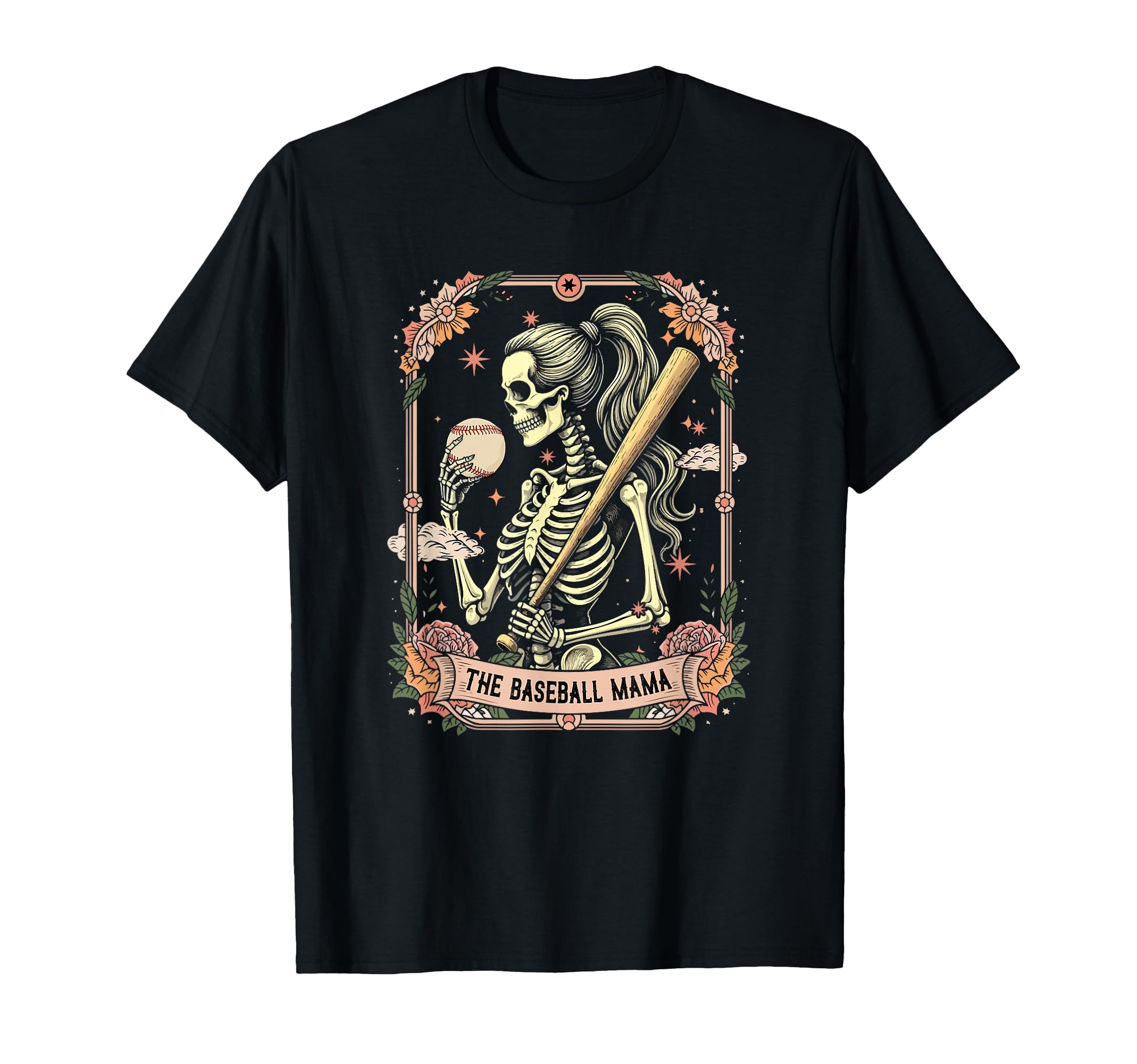 Baseball Player Mama Mothers Day Skeleton T-Shirt - Novelty Apparel Unisex - T-Shirt, Sweatshirt, Hoodie