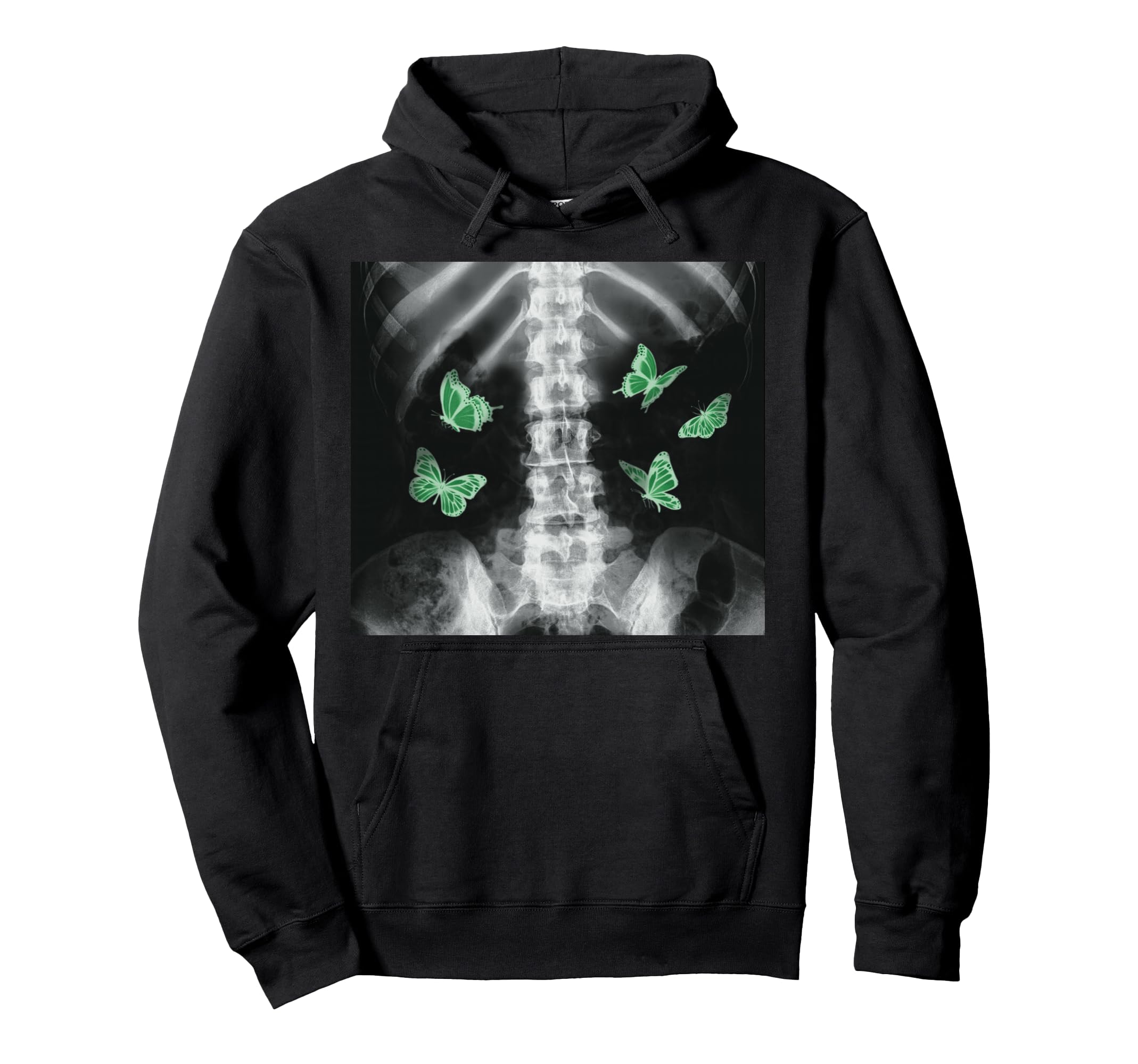 Egirl Xray Skeleton Green Butterfly Hoodie - Unique Graphic Men Women - T-Shirt, Sweatshirt, Hoodie