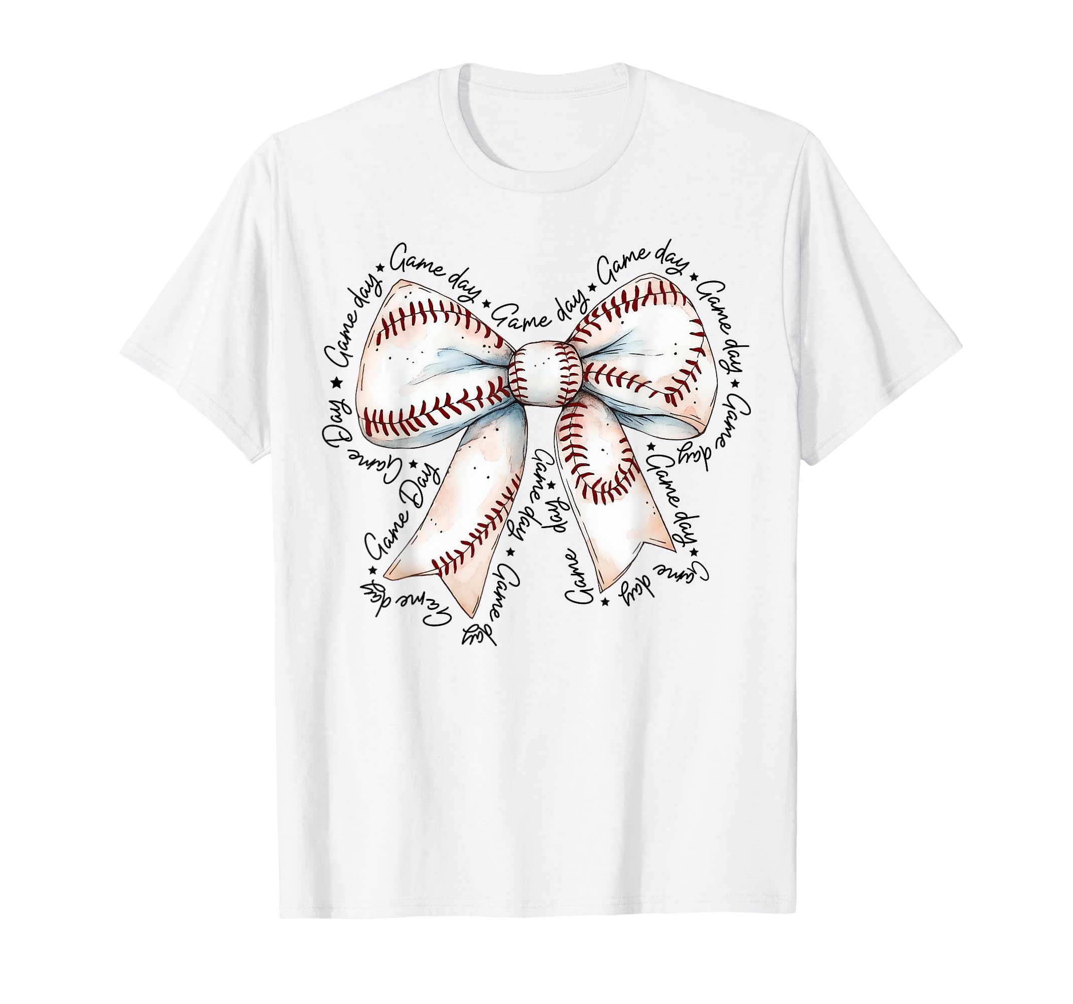 Coquette Baseball Game Day Baseball Bow T-Shirt - Graphic Print Men Women - T-Shirt, Sweatshirt, Hoodie