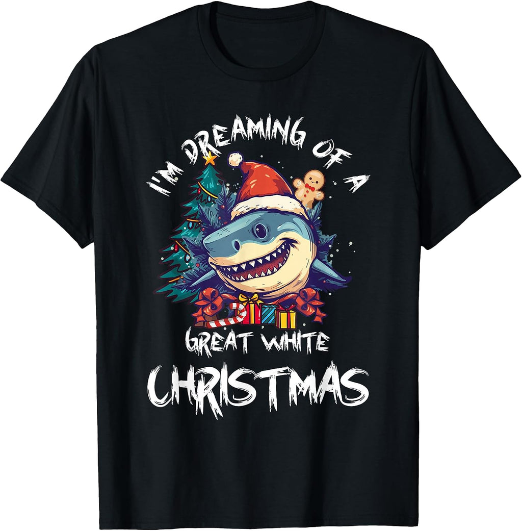 Christmas Shark Santa Hat Jaws Pun - Adult & Kids T-Shirts, Sweatshirts & Hoodies apparel design preview 1
