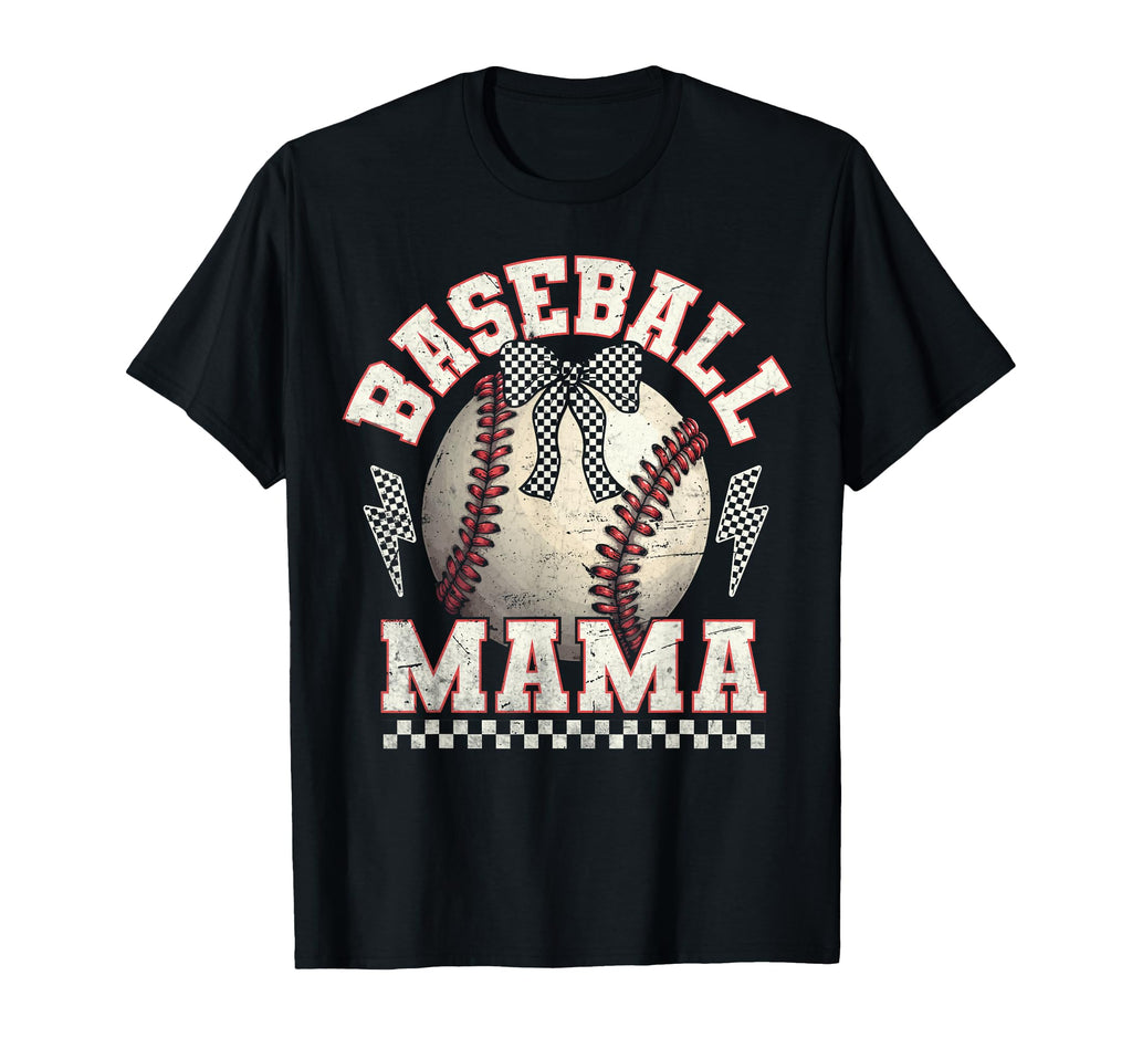 Checkered Baseball Mama Sports Mom T-Shirt - Aesthetic Graphic for Adults - T-Shirt, Sweatshirt, Hoodie