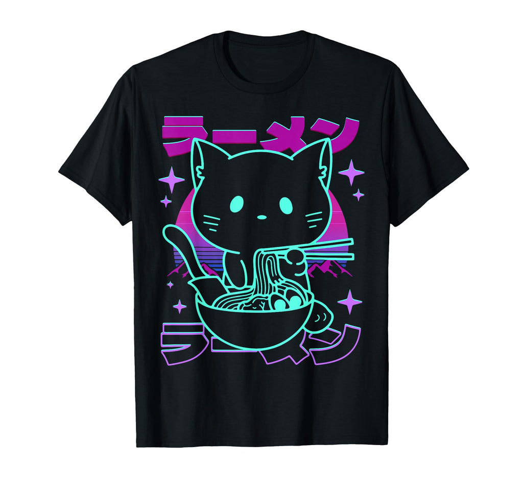 Anime Ramen Cat Japanese Noodles T-Shirt - Graphic Print Men Women - T-Shirt, Sweatshirt, Hoodie