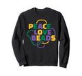 Mardi Gras Peace Love Beads Sweatshirt - Unique Graphic for Adults - T-Shirt, Sweatshirt, Hoodie