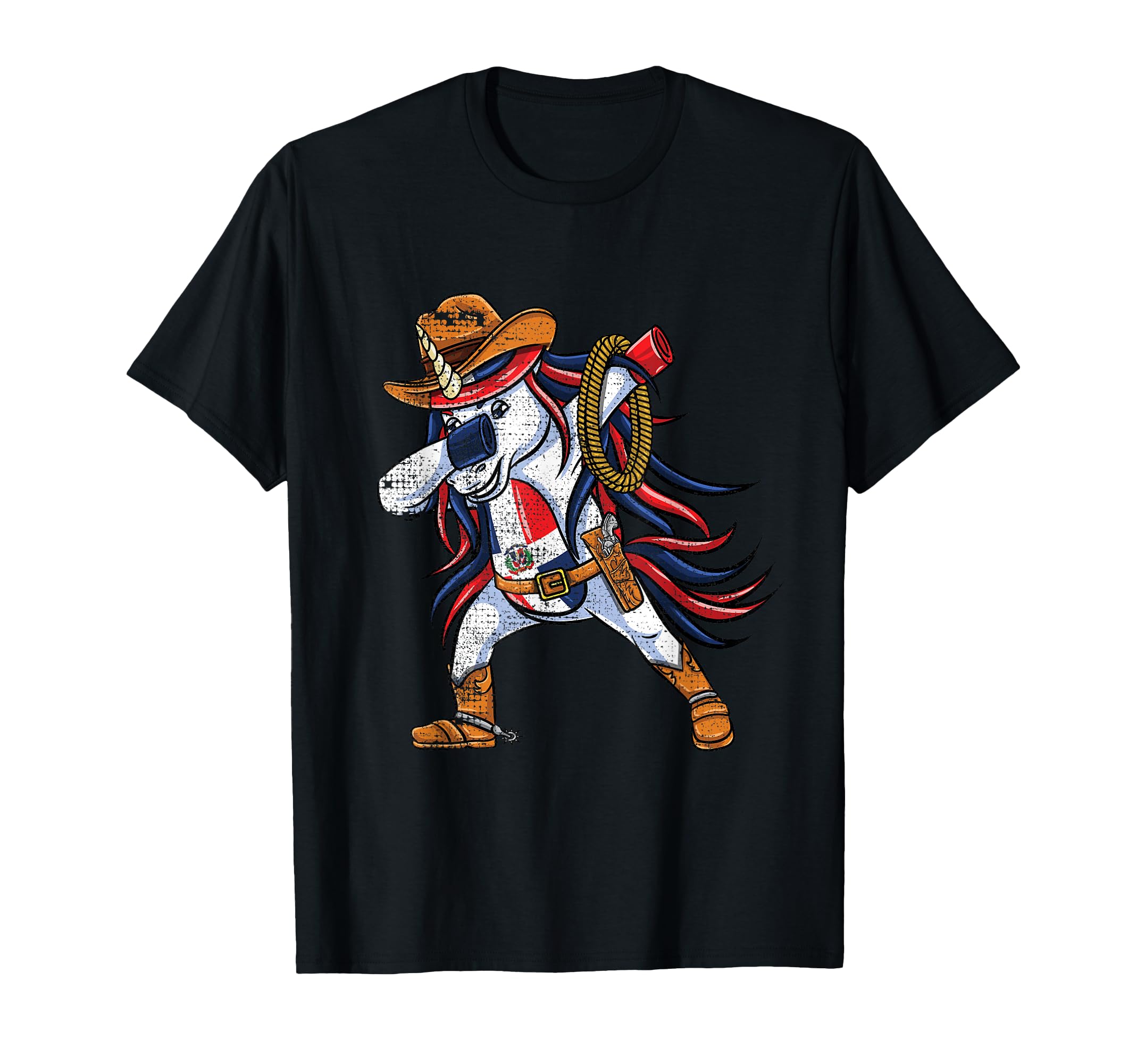 Dabbing Unicorn Cowboy Dominican T-Shirt - Fun Novelty Design Unisex - T-Shirt, Sweatshirt, Hoodie