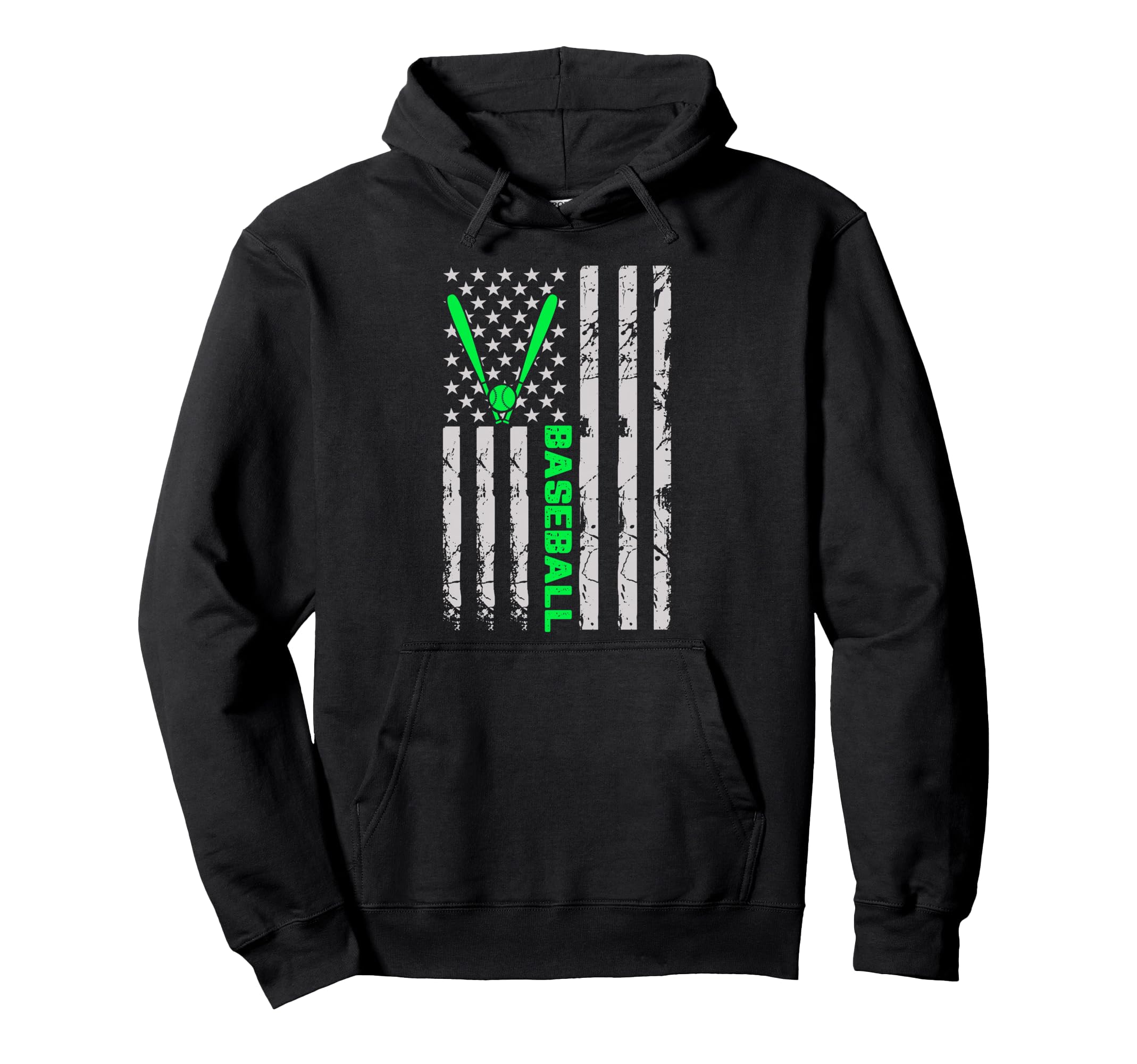 Baseball Distress Flag Fun Hoodie - Casual Everyday Wear Unisex - T-Shirt, Sweatshirt, Hoodie