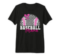 Checkered Baseball Mama Bow Varsity Mom T-Shirt - Graphic Print Unisex - T-Shirt, Sweatshirt, Hoodie