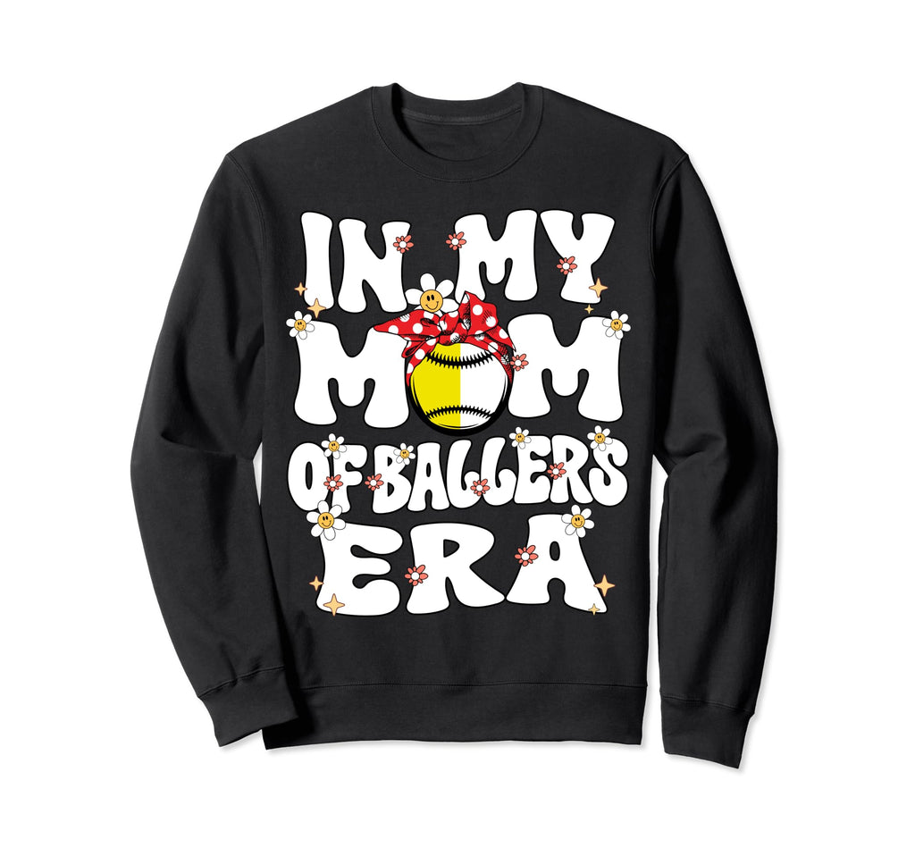 My Mom Ballers Era Groovy Baseball Sweatshirt - Minimalist Print Unisex - T-Shirt, Sweatshirt, Hoodie
